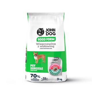 John Dog Good Form M wieprzowina wołowina 3kg - karma dla psów